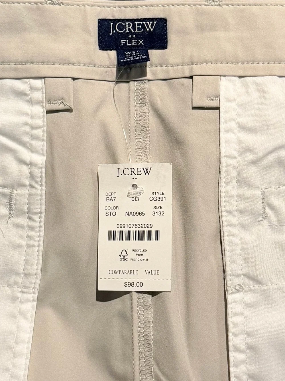 J. Crew Flex Slim Chino Pants Men’s Beige 31/32